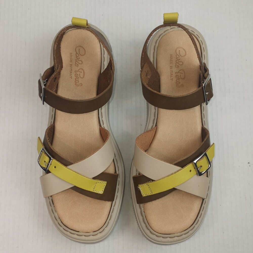 Carlo Pera Lime Tan Beige Platform Sandals
